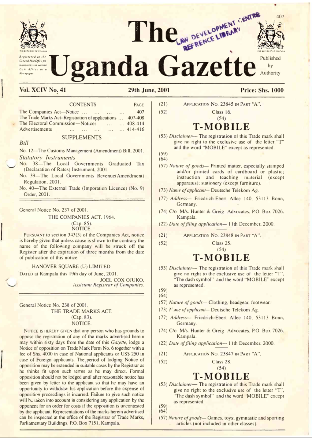 Uganda Gazetteauthority Vol