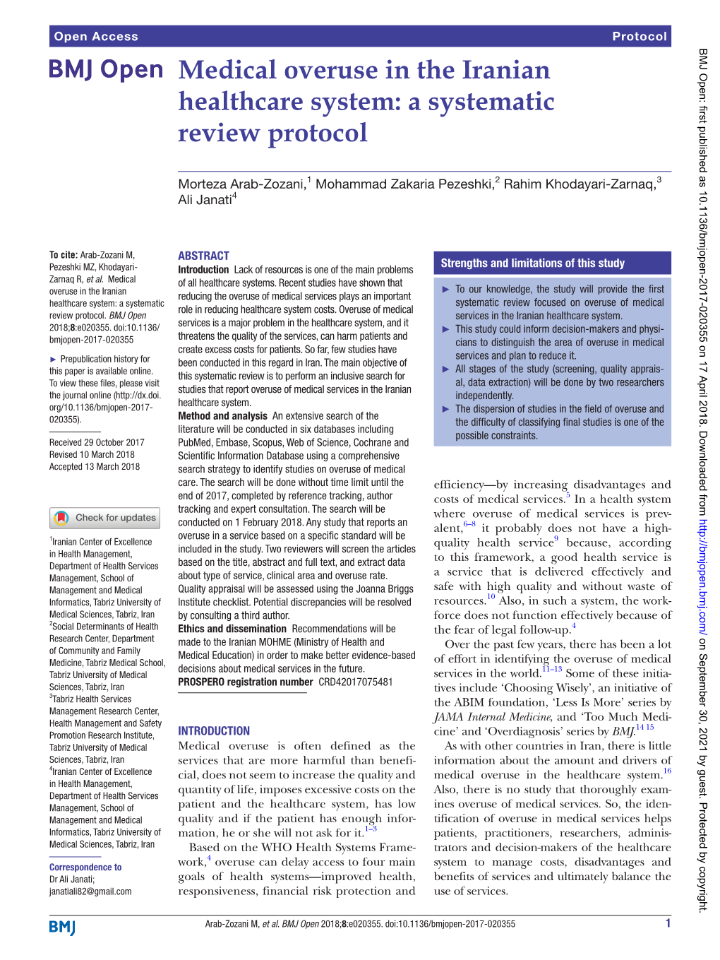 Medical Overuse in the Iranian Healthcare System: a Systematic Review Protocol