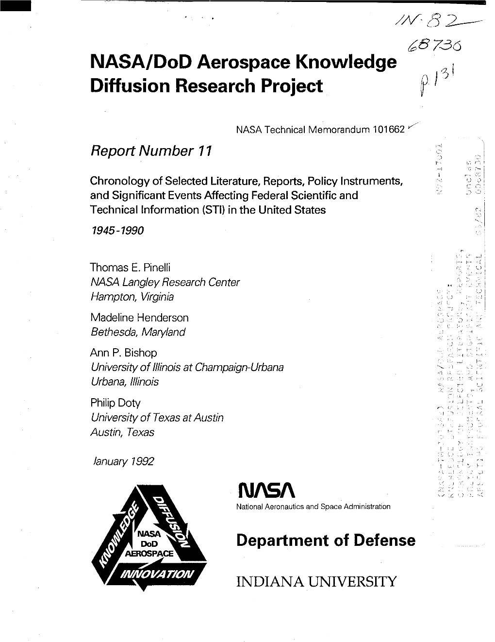 NASA/Dod Aerospace Knowledge Diffusion Research Project