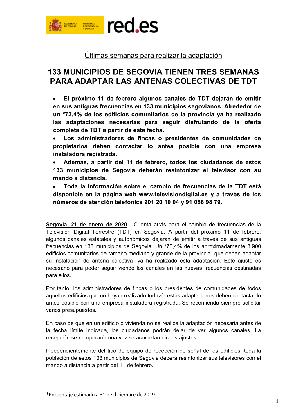 133 Municipios De Segovia Tienen Tres Semanas Para Adaptar Las Antenas Colectivas De Tdt