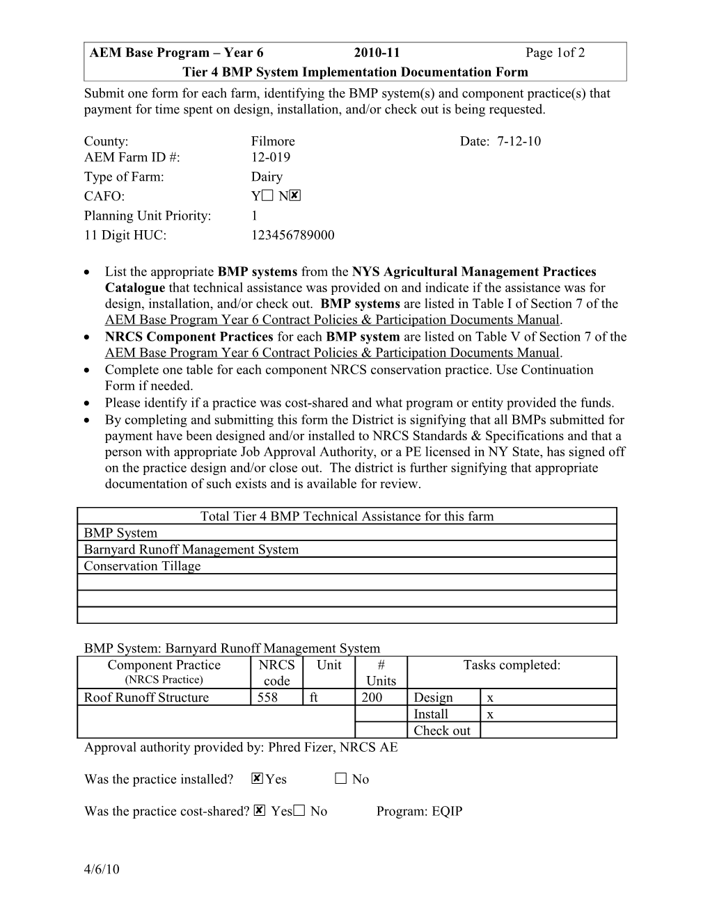 Tier 4 BMP System Implementation Documentation & Payment Form