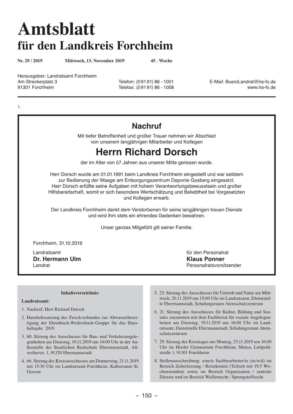Amtsblatt Für Den Landkreis Forchheim