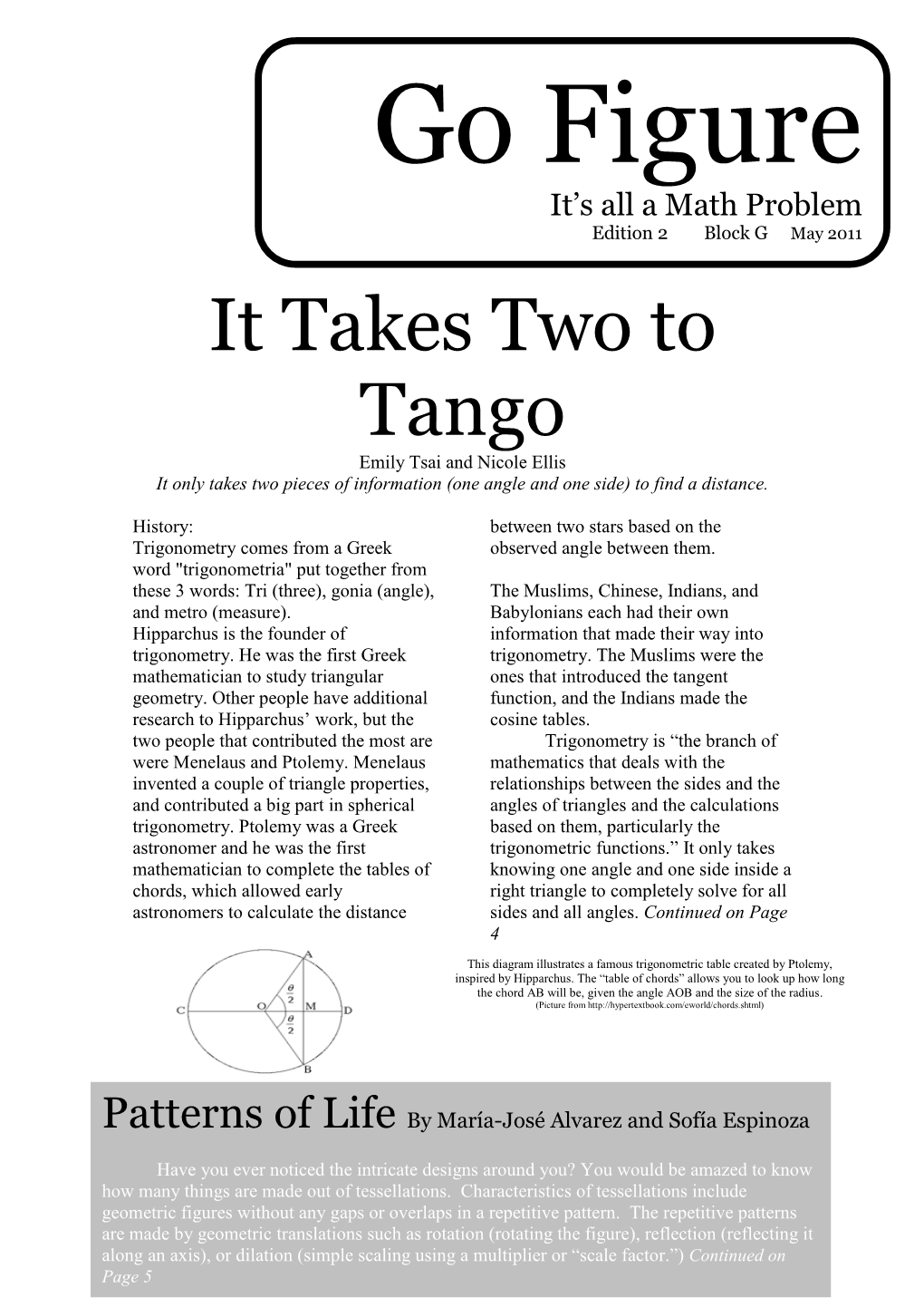 It Takes Two to Tango Emily Tsai and Nicole Ellis It Only Takes Two Pieces of Information (One Angle and One Side) to Find a Distance