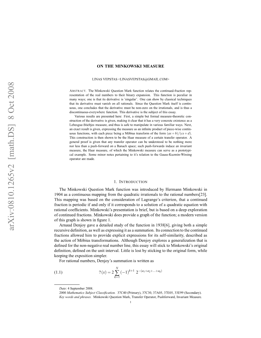 On the Minkowski Measure 2