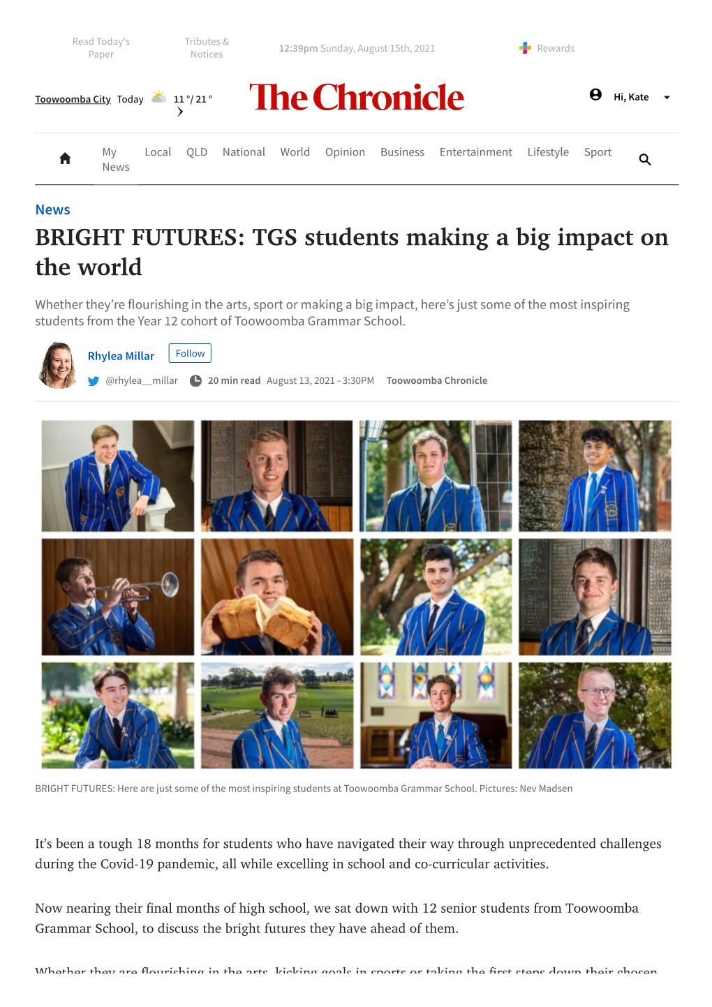 BRIGHT FUTURES: TGS Students Making a Big Impact on the World