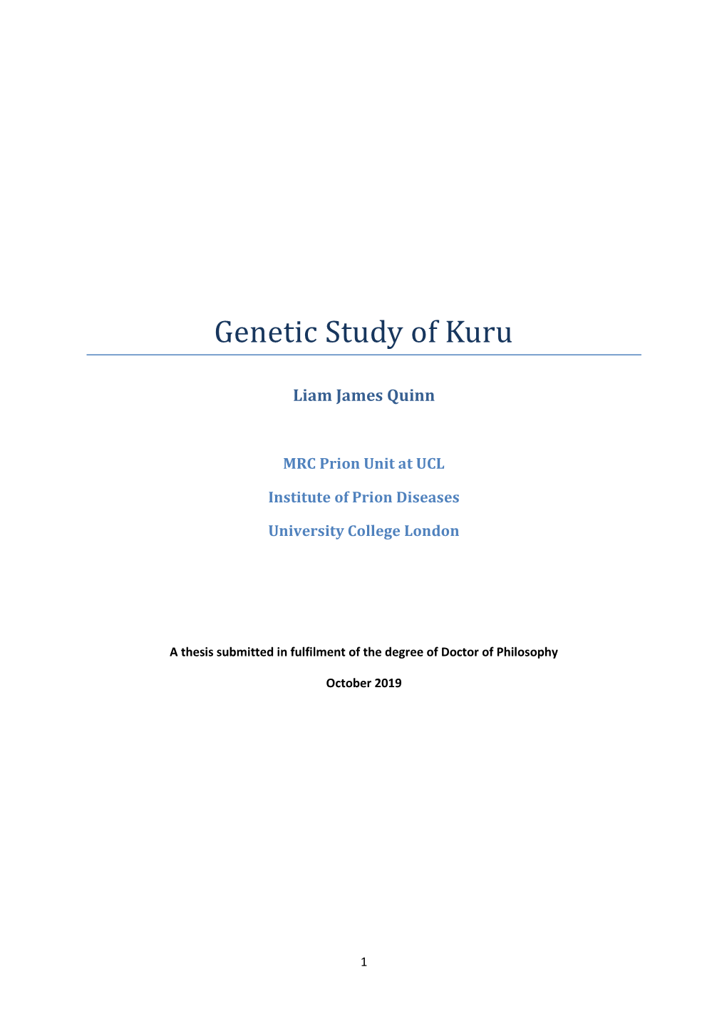 Genetic Study of Kuru