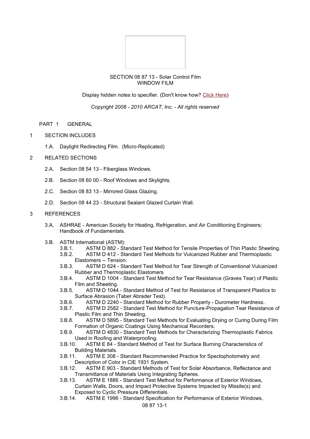 SECTION 08 87 13 - Solar Control Film