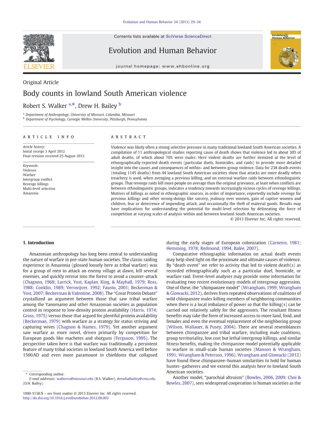 Body Counts in Lowland South American Violence