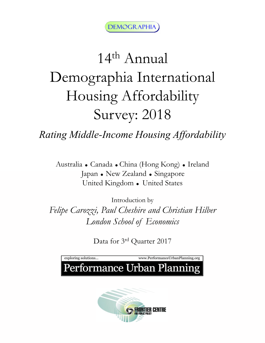 14 Annual Demographia International Housing Affordability Survey: 2018