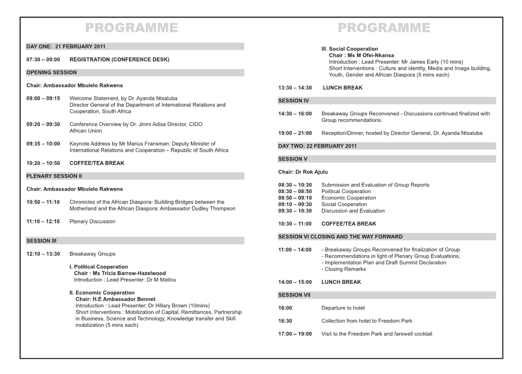 Programme Programme