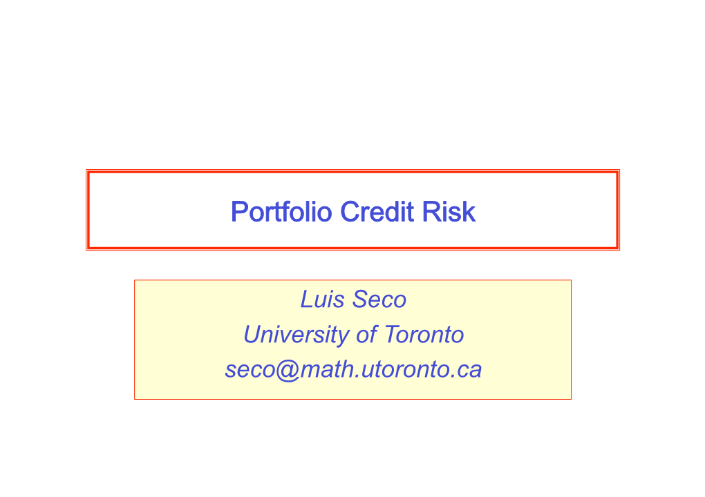 Portfolio Credit Risk