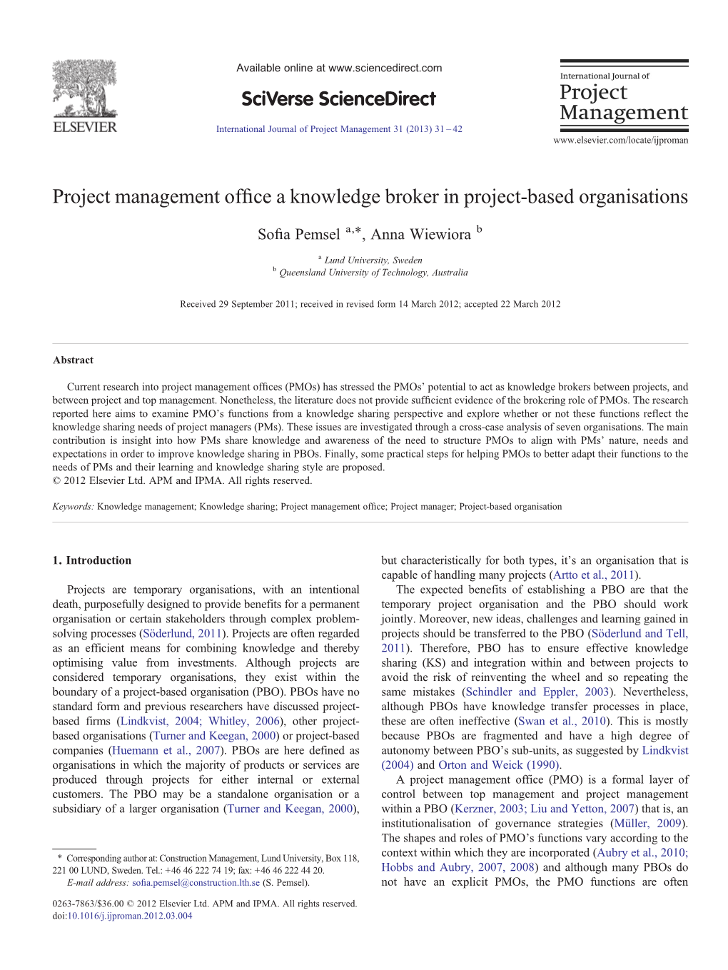 Project Management Office a Knowledge Broker in Project-Based