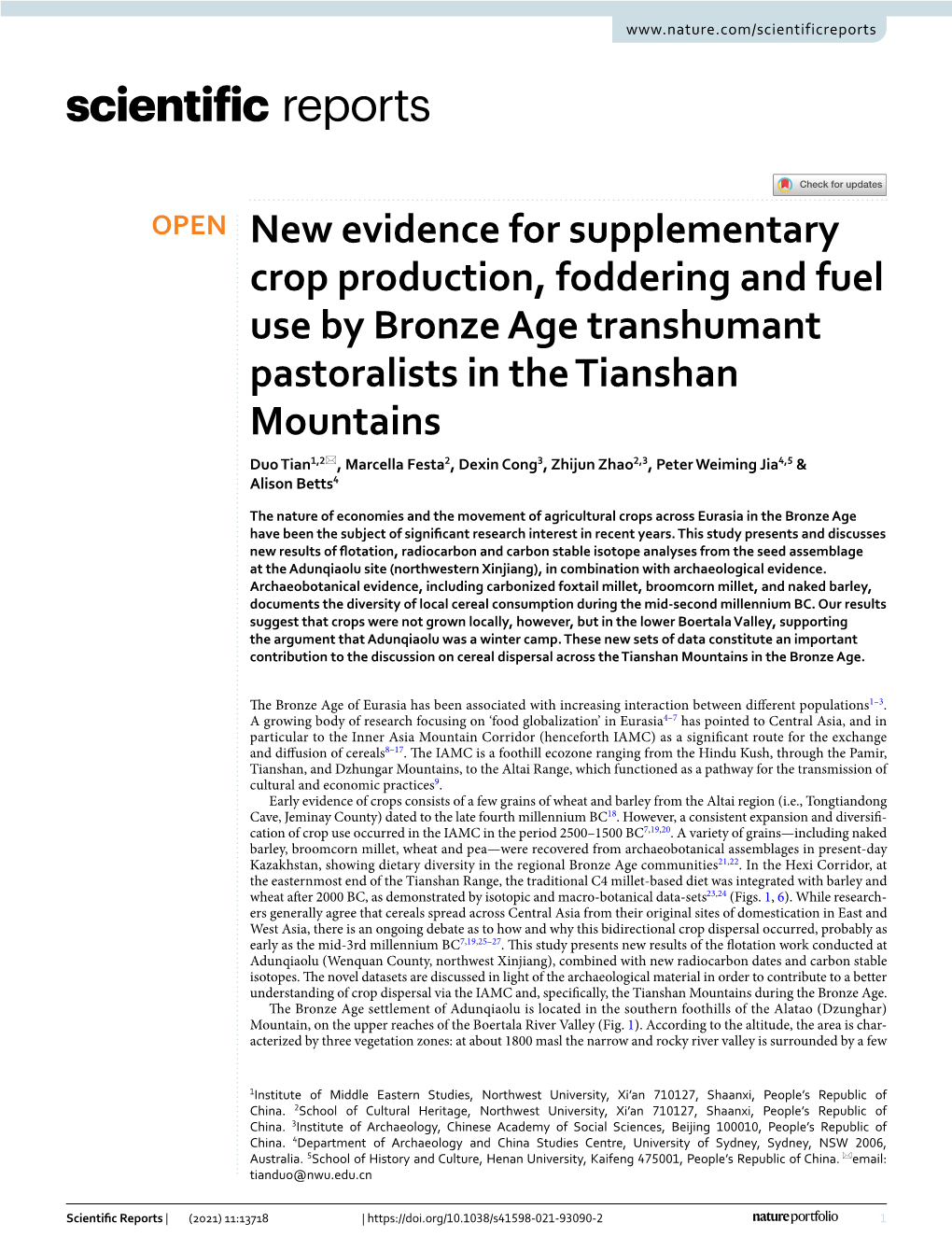 New Evidence for Supplementary Crop Production, Foddering and Fuel Use