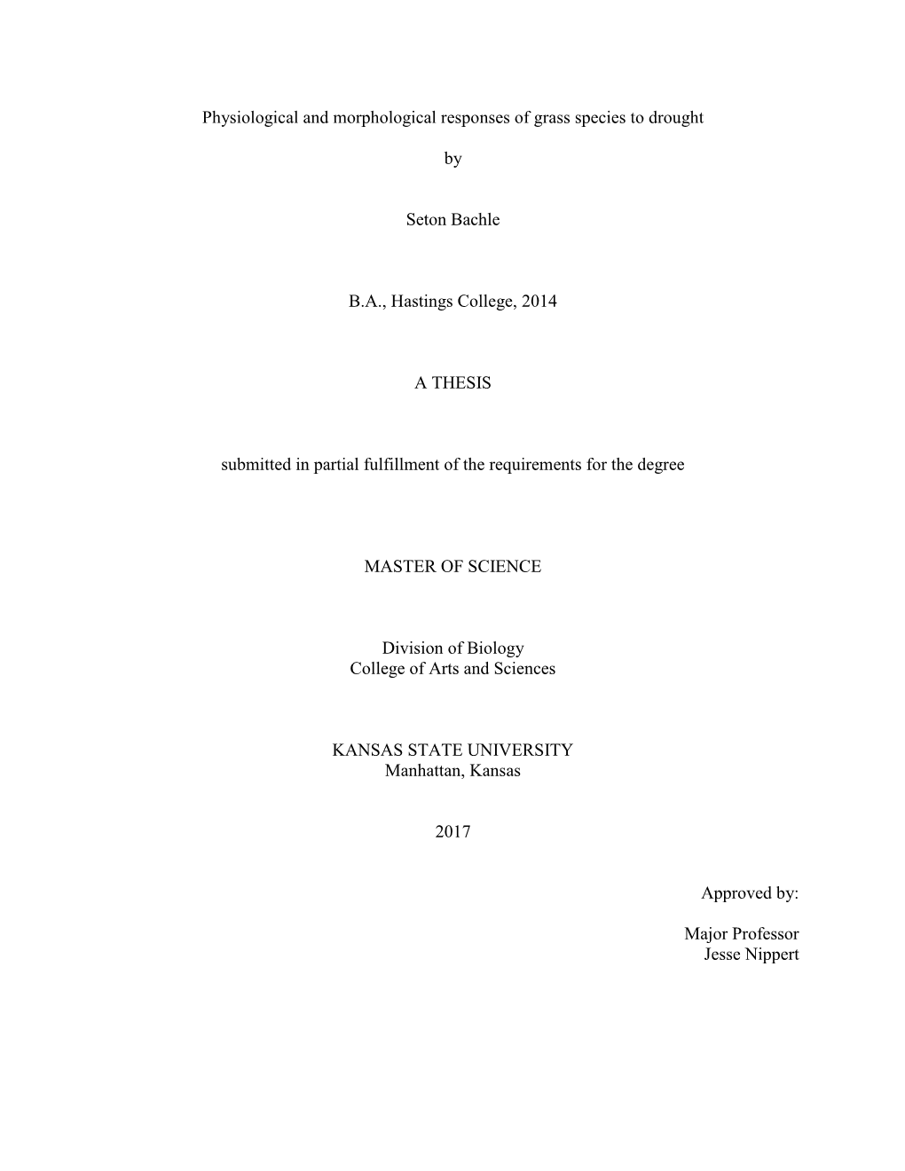 Physiological and Morphological Responses of Grass Species to Drought