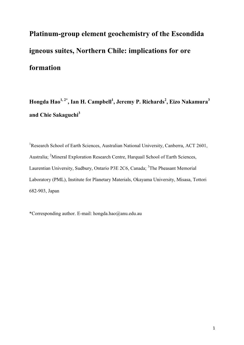 Platinum-Group Element Geochemistry of the Escondida Igneous Suites, Northern Chile: Implications for Ore Formation