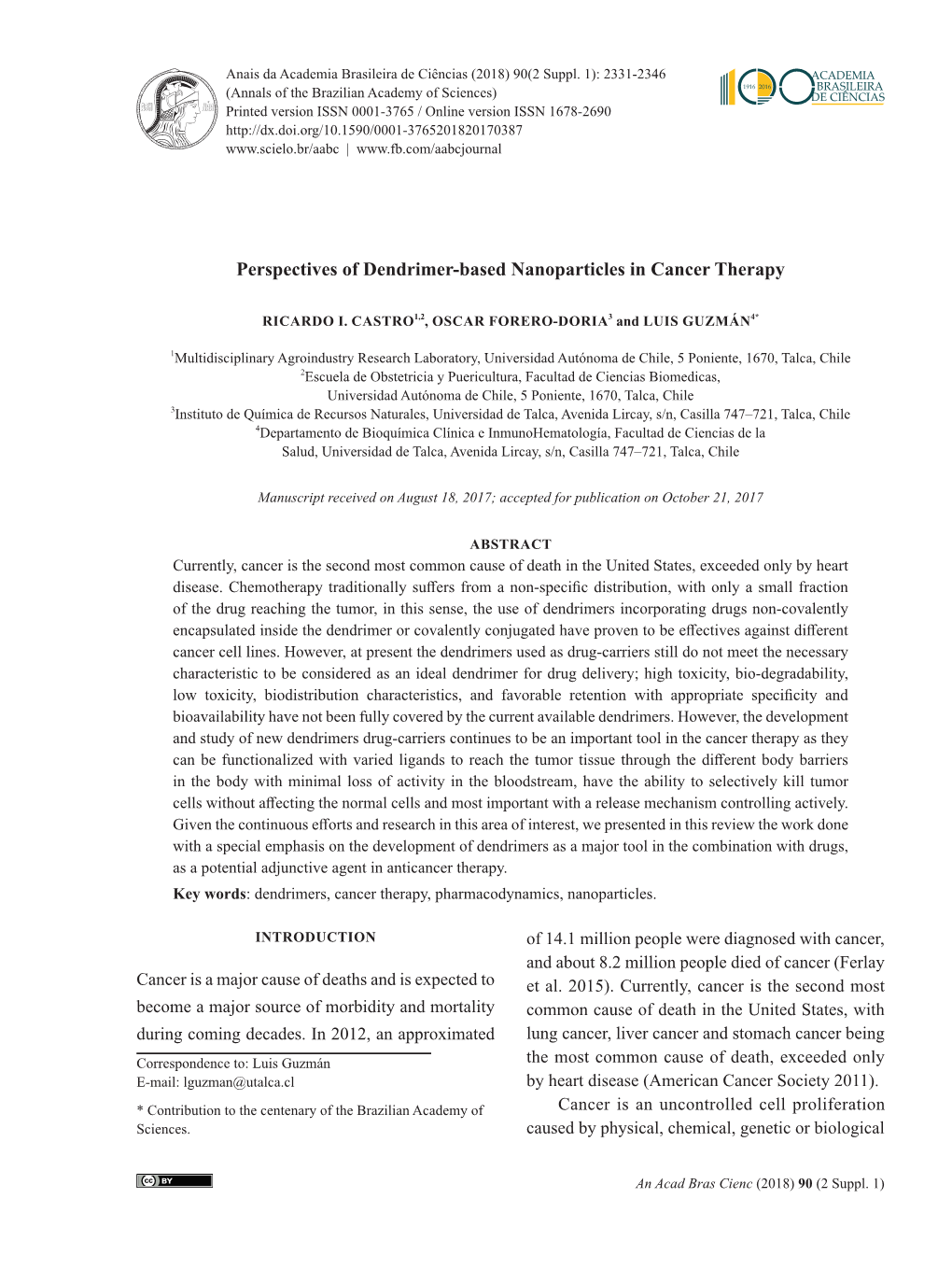 Perspectives of Dendrimer-Based Nanoparticles in Cancer Therapy