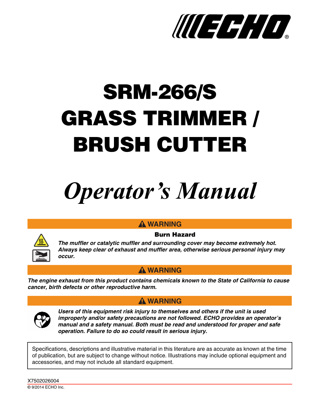 SRM-266, 266S Operator's Manual