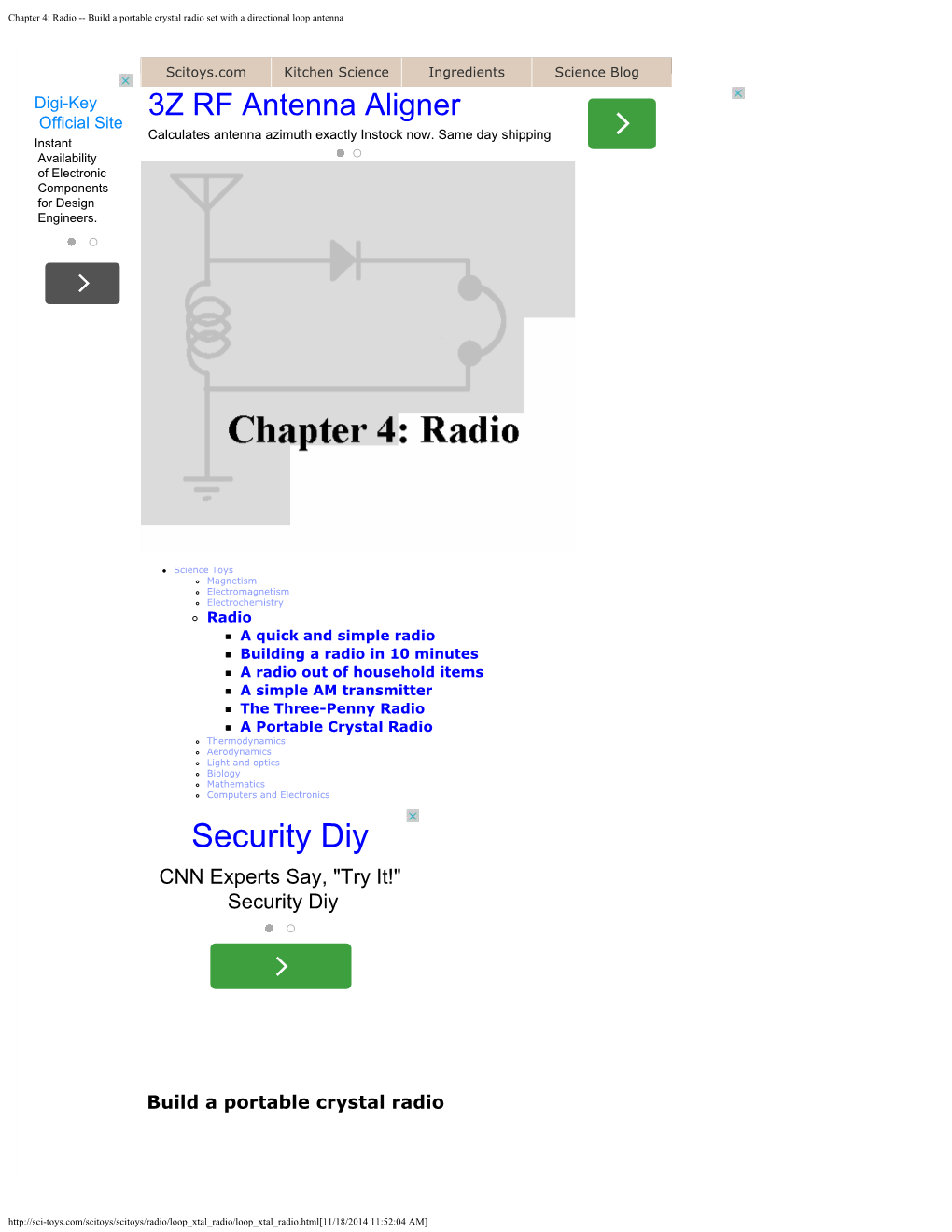 Chapter 4: Radio -- Build a Portable Crystal Radio Set with a Directional Loop Antenna