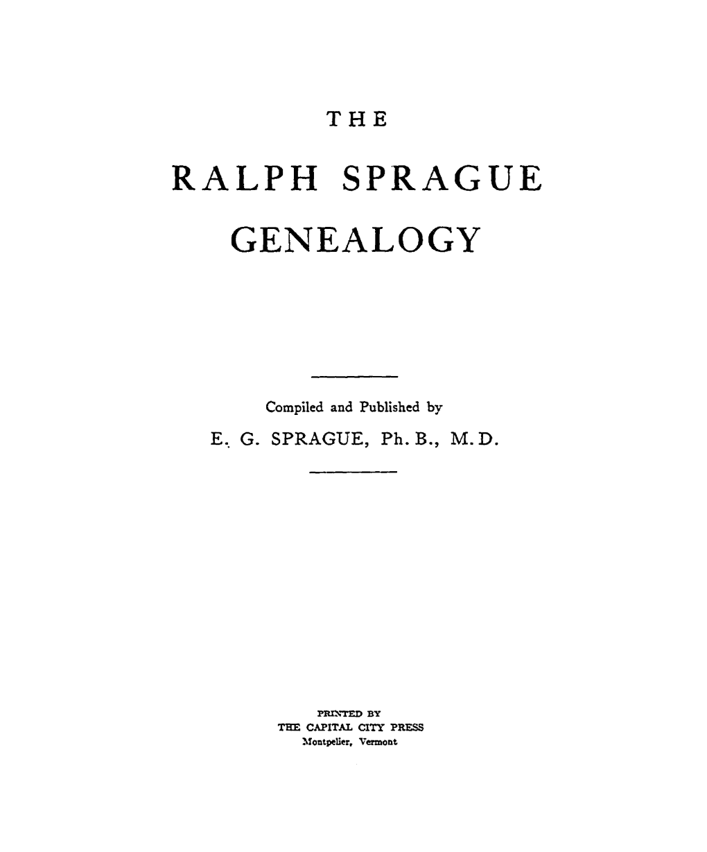 Ralph Sprague Genealogy