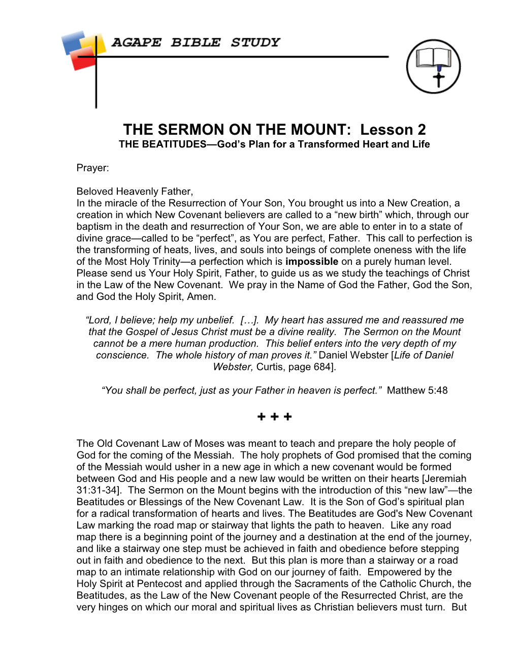 THE SERMON on the MOUNT: Lesson 2 +