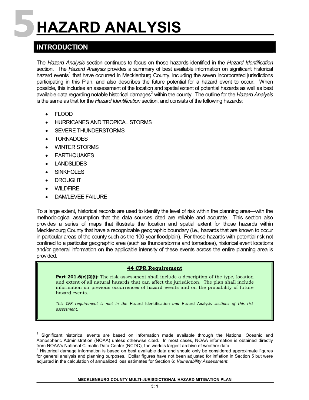 Hazard Mitigation Plan 5: 1 Hazard Analysis