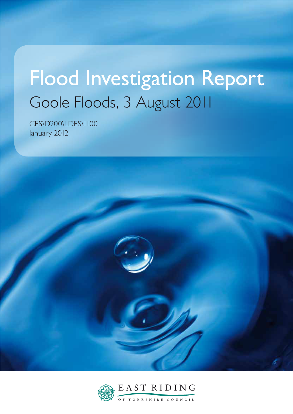 Flood Investigation Report Goole Floods, 3 August 2011