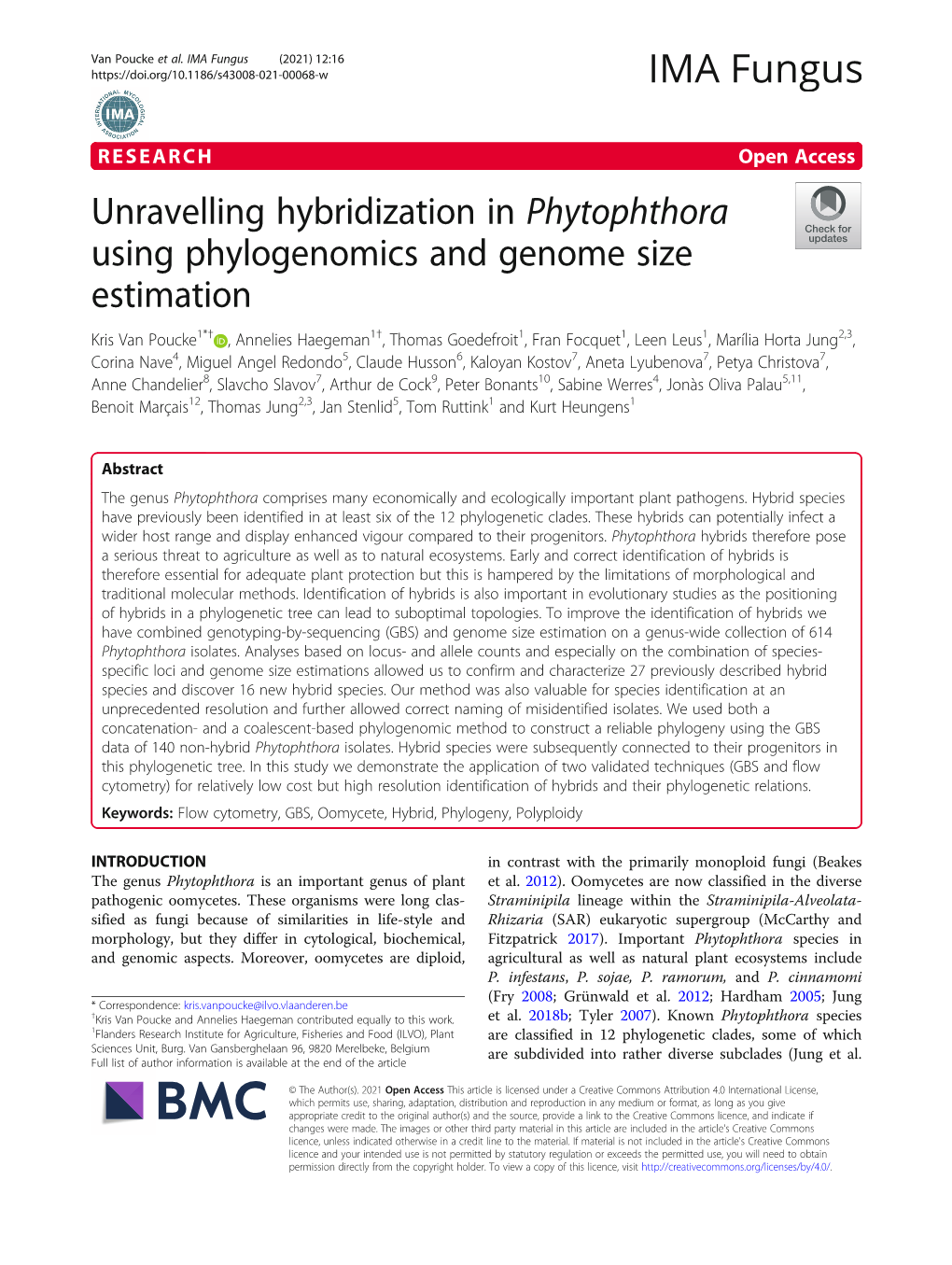 Unravelling Hybridization in Phytophthora Using Phylogenomics