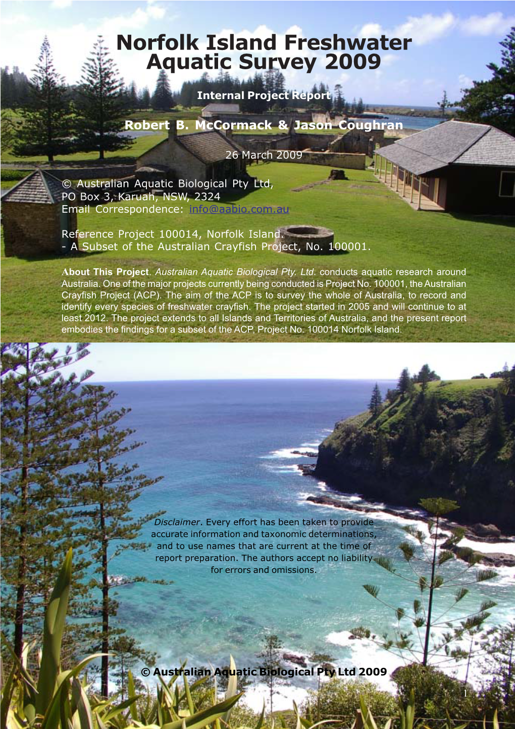 Norfolk Island Freshwater Aquatic Survey 2009