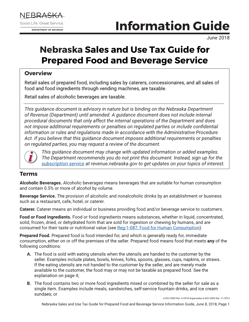 Sales and Use Tax Guide for Prepared Food and Beverage Service