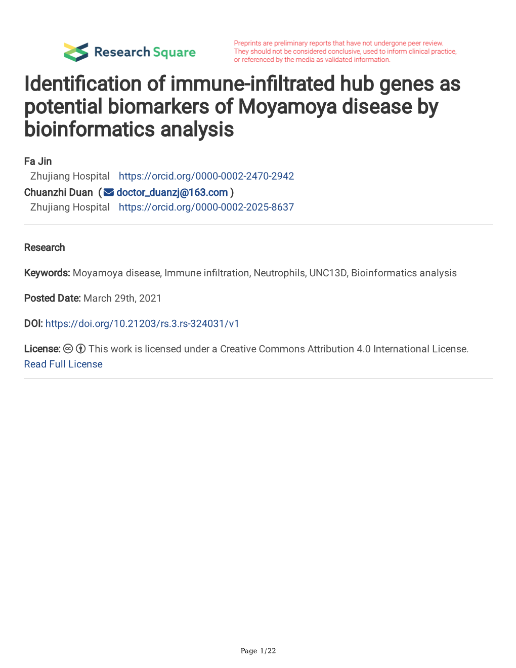 Identi Cation of Immune-In Ltrated Hub Genes As Potential Biomarkers Of