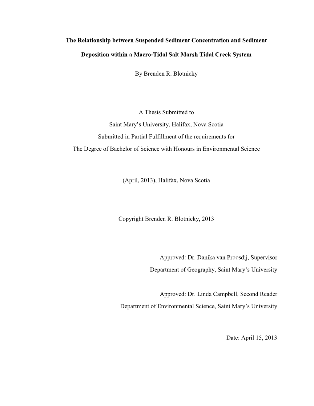 The Relationship Between Suspended Sediment Concentration and Sediment