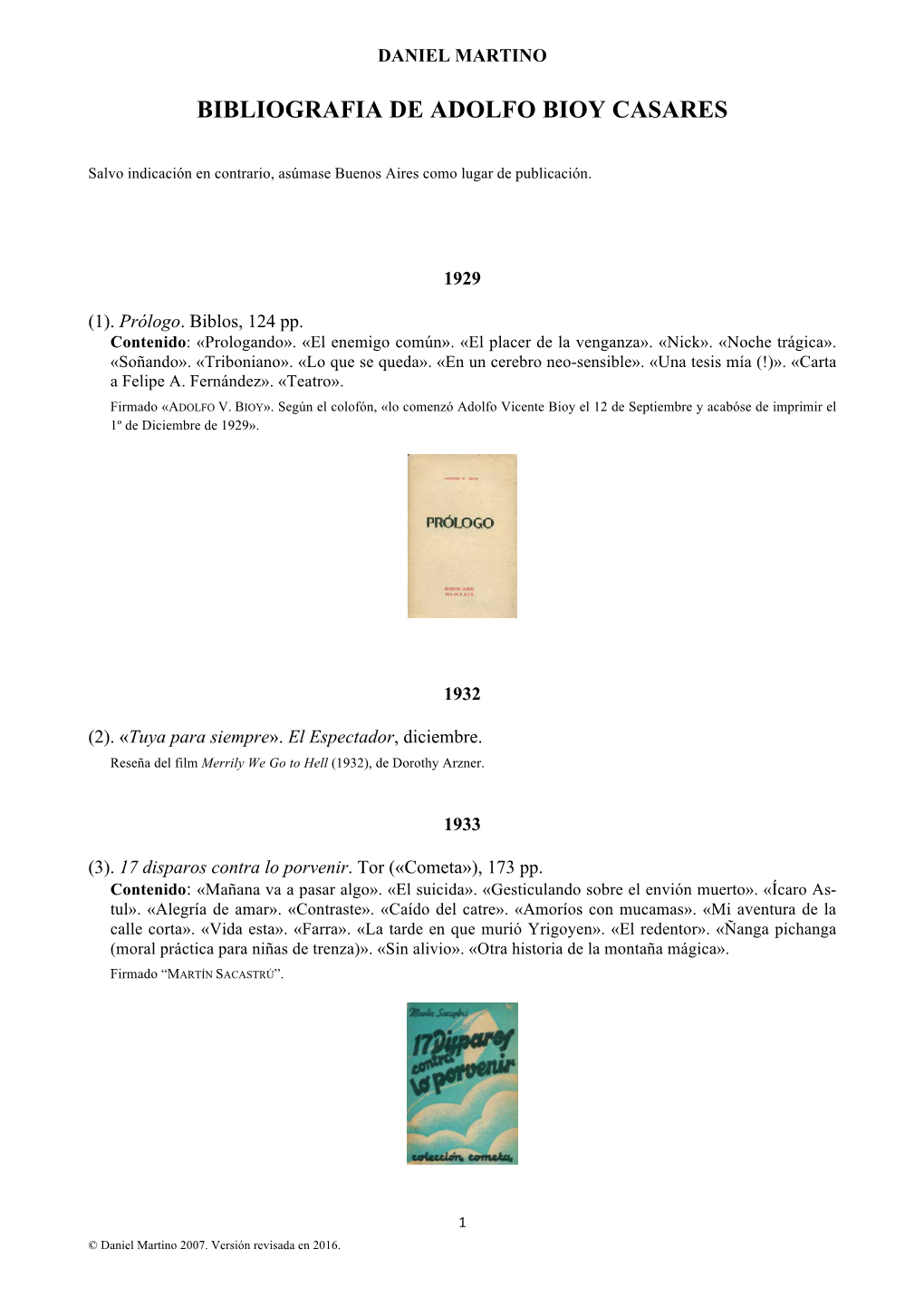 Bibliografia De Adolfo Bioy Casares