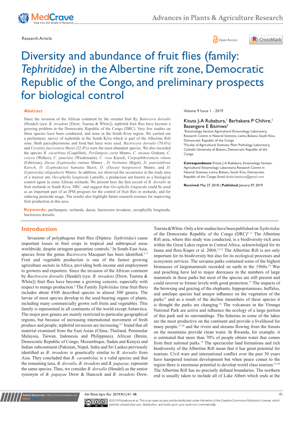 Diversity and Abundance of Fruit Flies