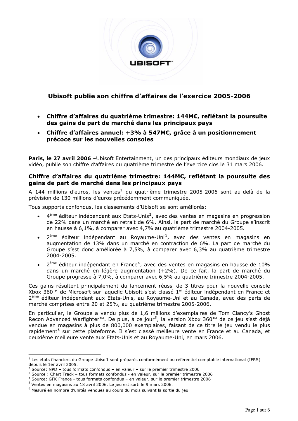 Chiffre D'affaires Q4 2000-2001