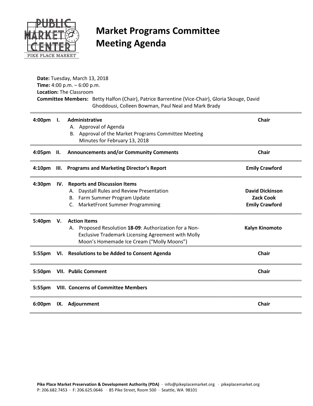 Market Programs Committee Meeting Agenda