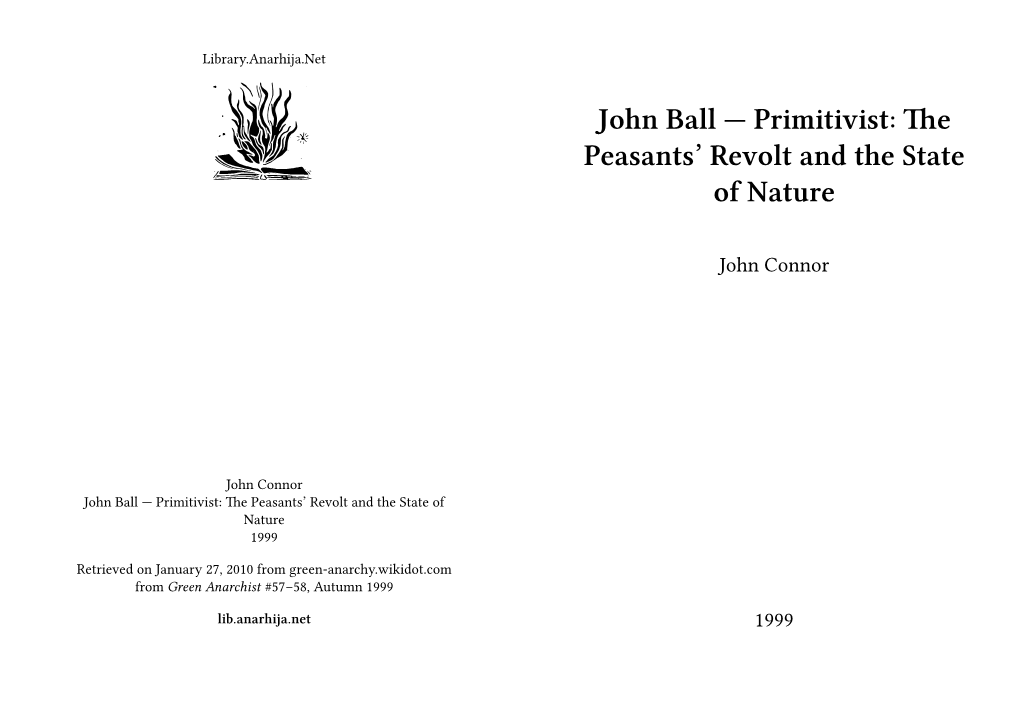 John Ball — Primitivist: the Peasants' Revolt and the State of Nature