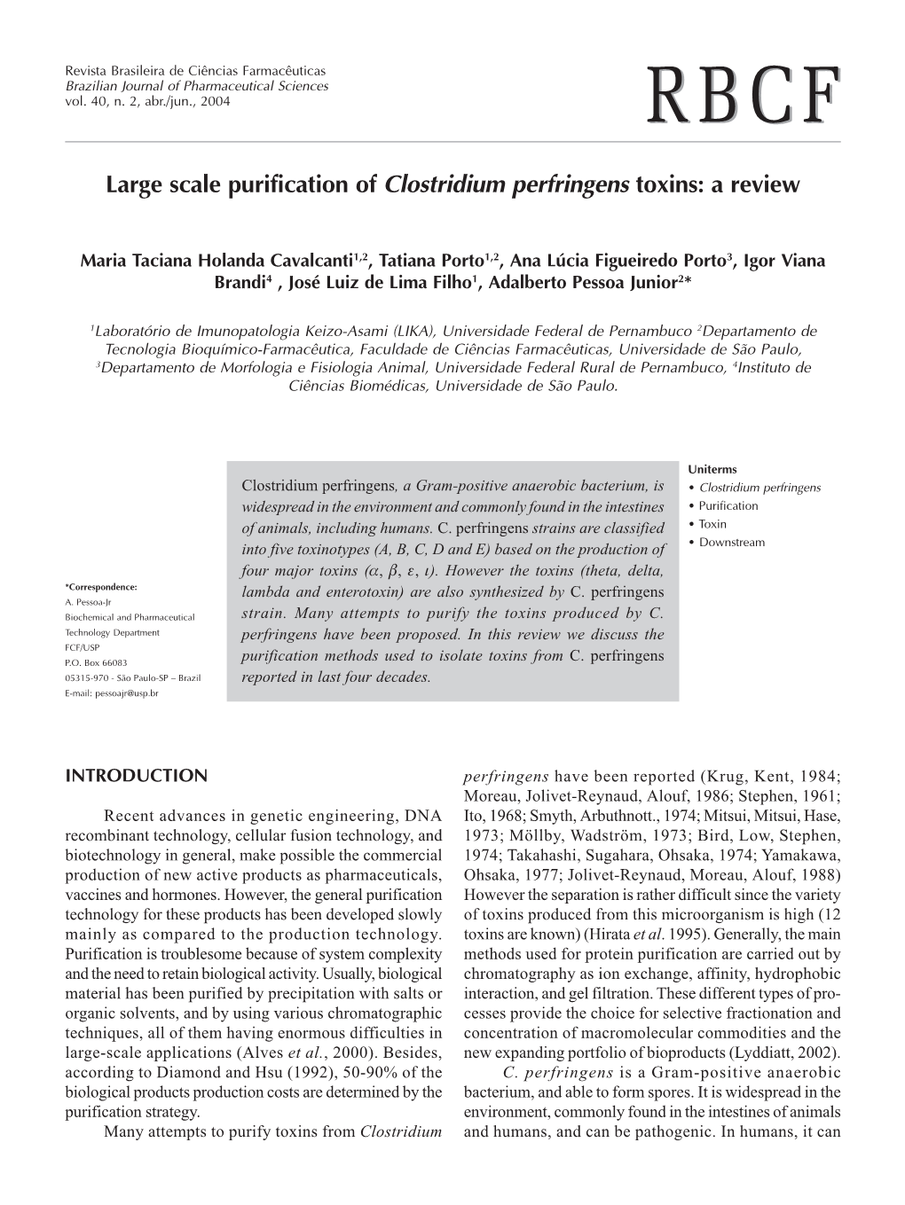 Large Scale Purification of Clostridium Perfringens Toxins: a Review