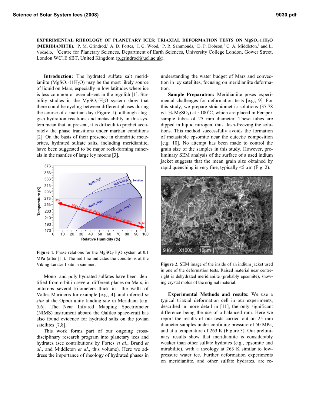 TRIAXIAL DEFORMATION TESTS on Mgso4·11H2O (MERIDIANIITE)