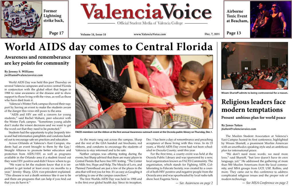 World AIDS Day Comes to Central Florida Awareness and Rememberance Are Key Points for Community