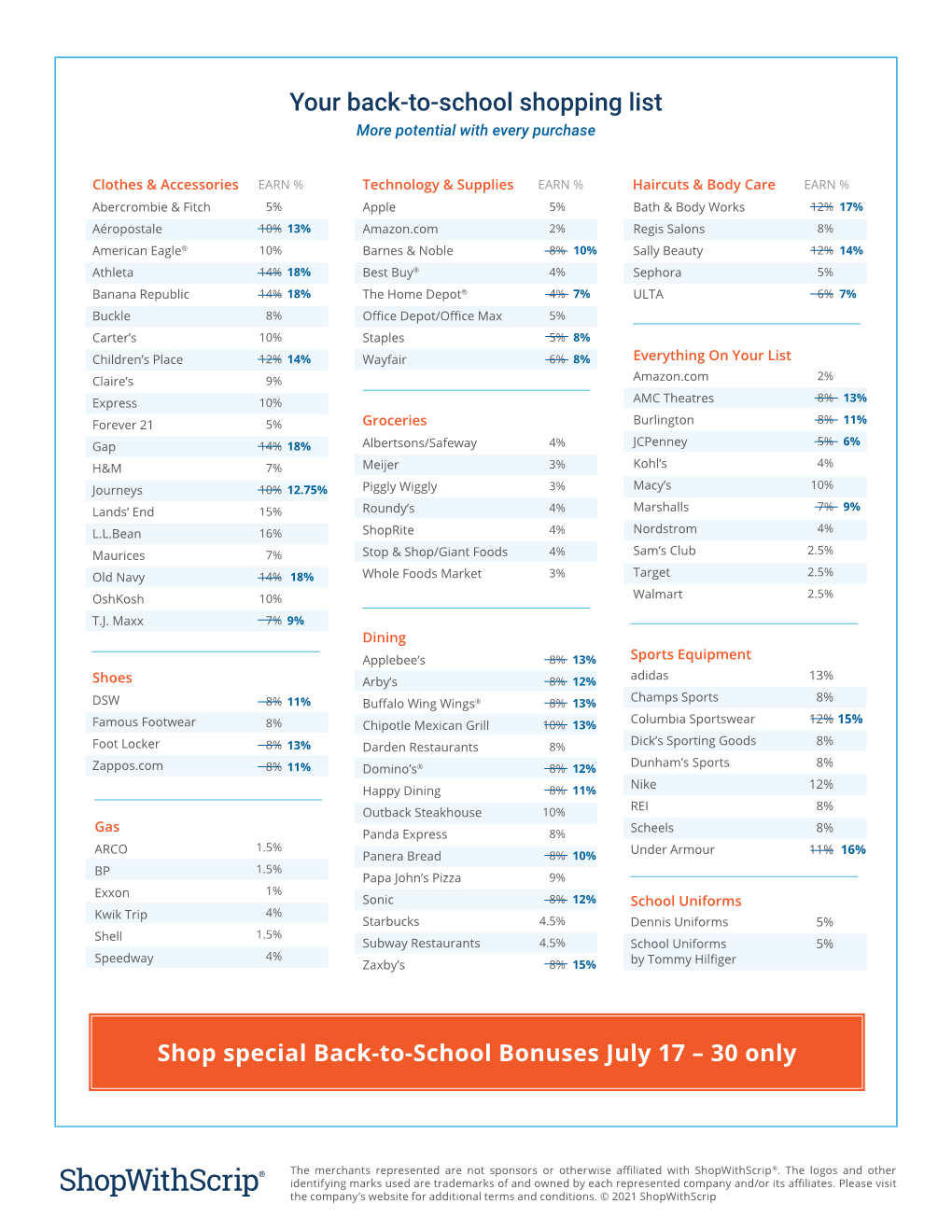 Your Back-To-School Shopping List More Potential with Every Purchase