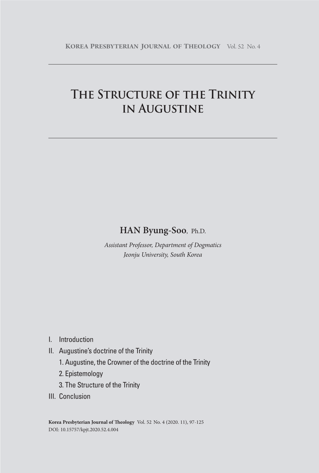 The Structure of the Trinity in Augustine