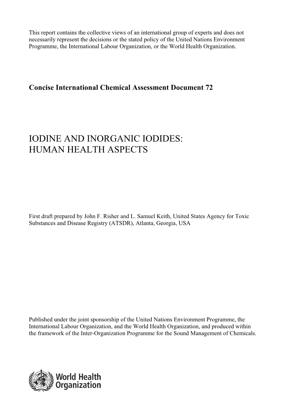 Iodine and Inorganic Iodides: Human Health Aspects