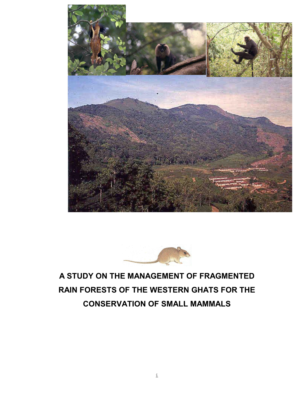 A Study on the Management of Fragmented Rain Forests of the Western Ghats for the Conservation of Small Mammals