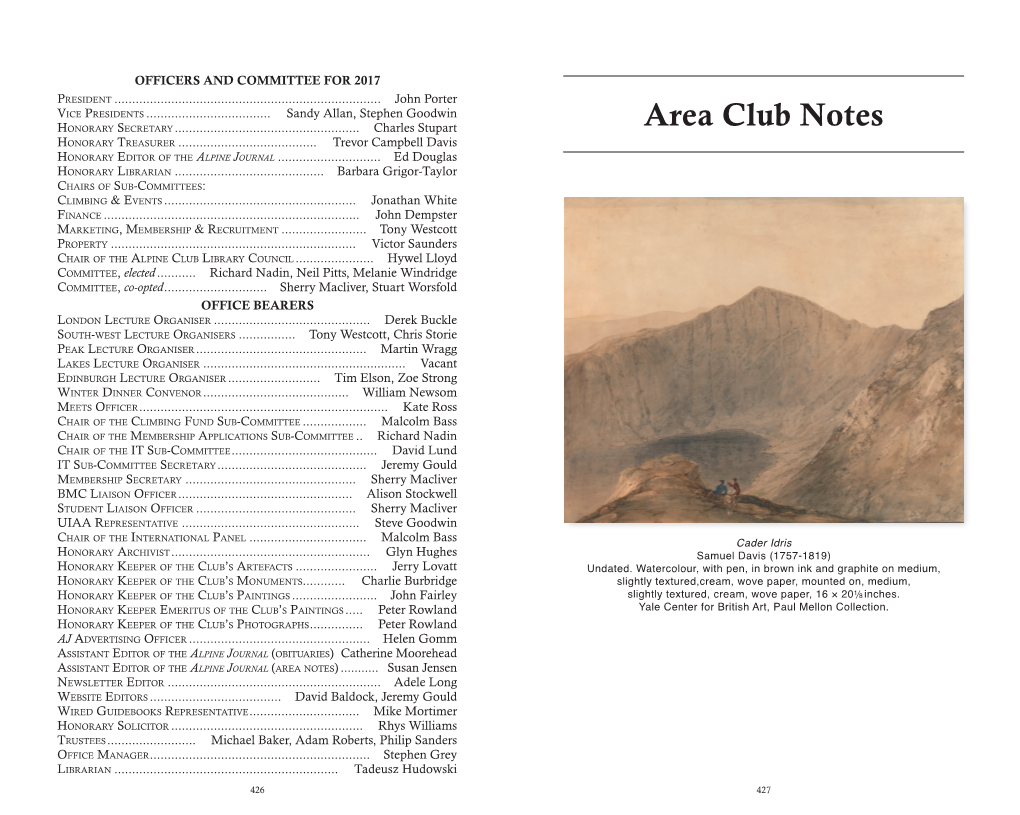 Alpine Club Notes