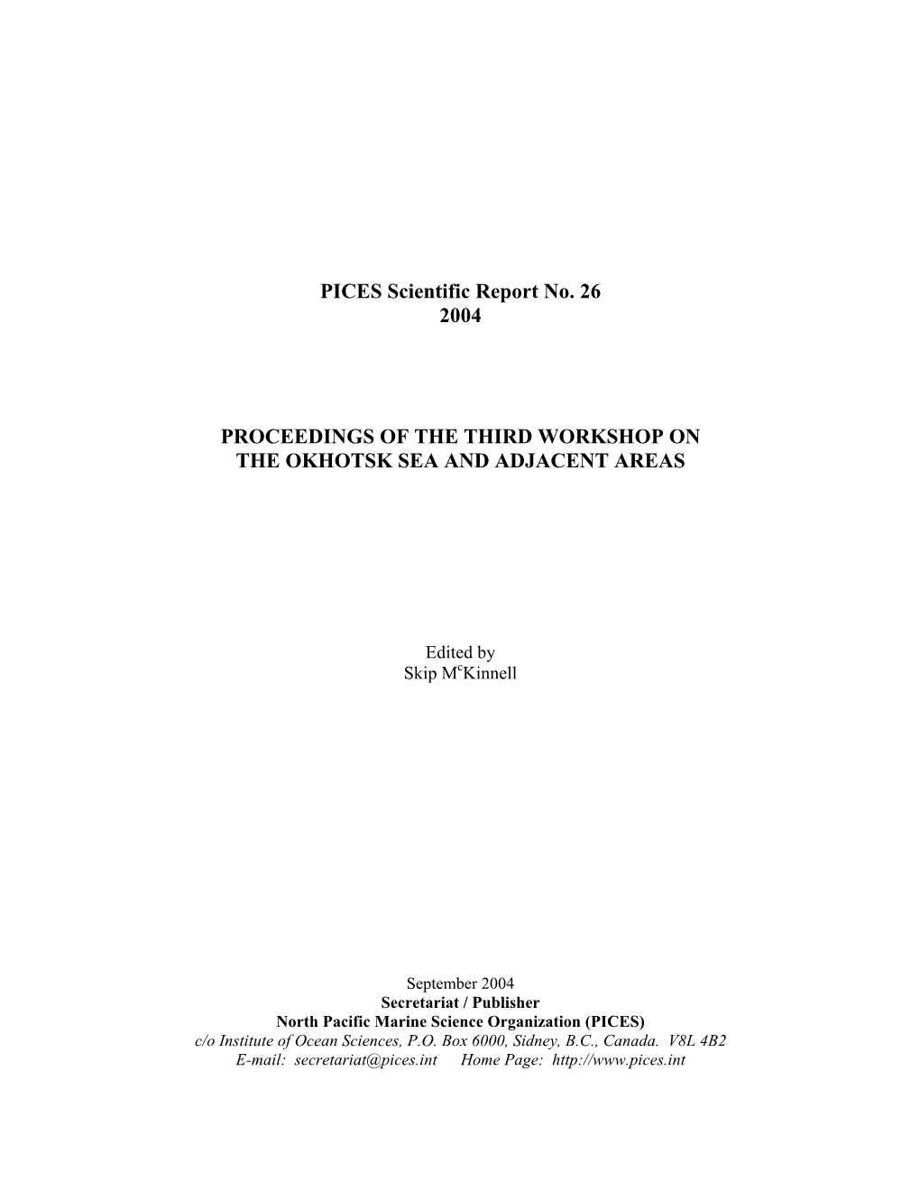 PICES Scientific Report No. 26 2004 PROCEEDINGS of the THIRD