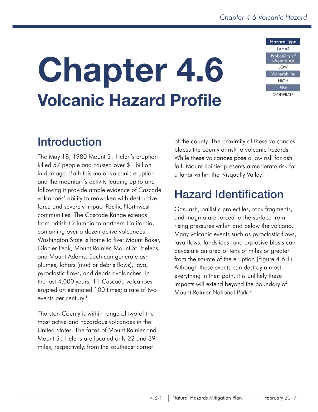 Chapter 4.6 Volcanic Hazard