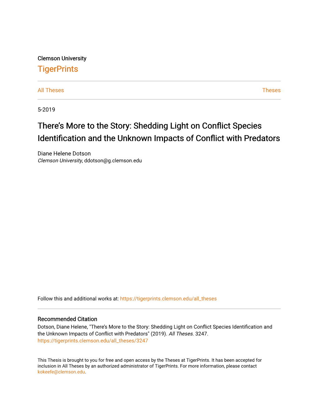 Shedding Light on Conflict Species Identification and the Unknown Impacts of Conflict with Edatpr Ors