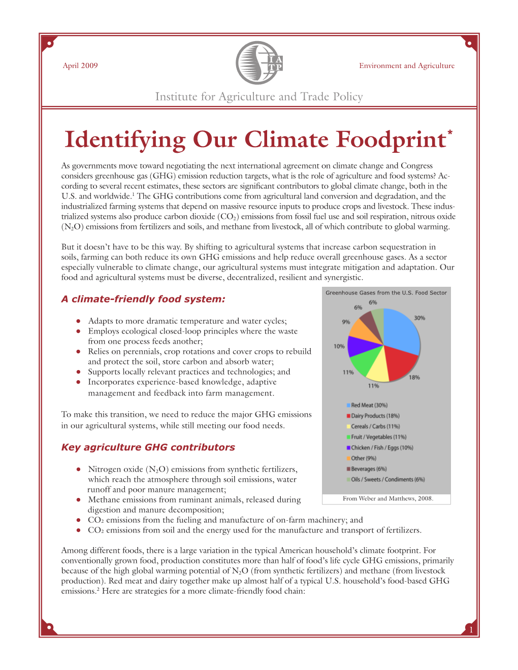 Identifying Our Climate Foodprint*