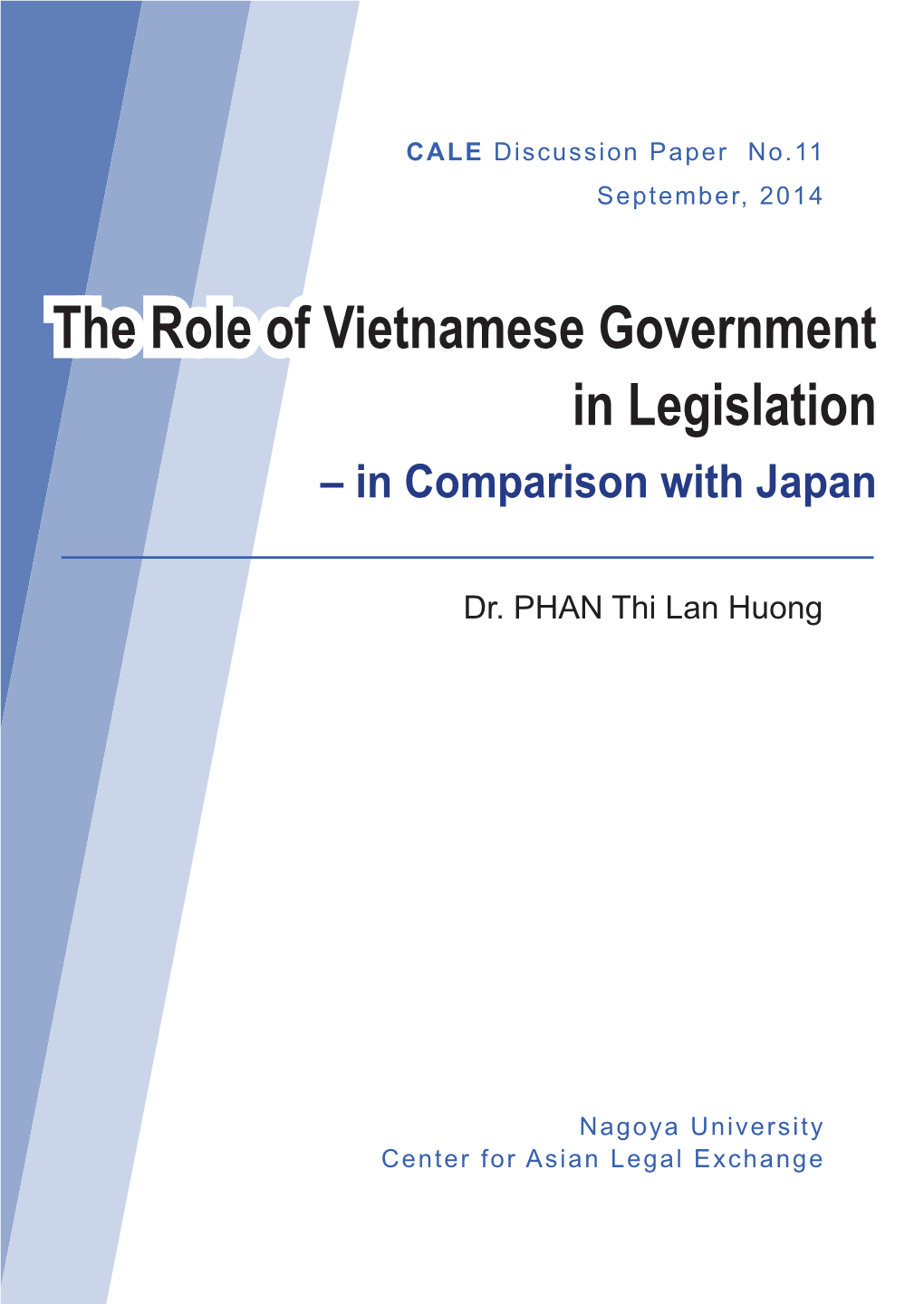 The Role of Vietnamese Government in Legislation – in Comparison with Japan