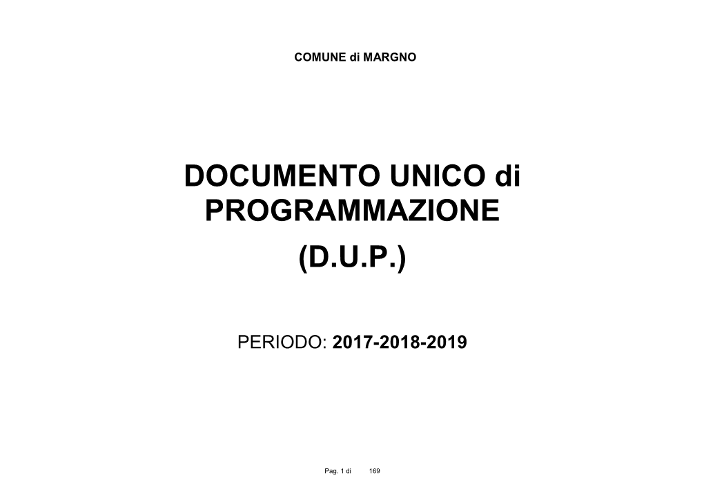 DOCUMENTO UNICO Di PROGRAMMAZIONE (D.U.P.)